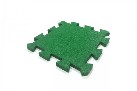 Зеленая резиновая плитка-пазл 40 мм